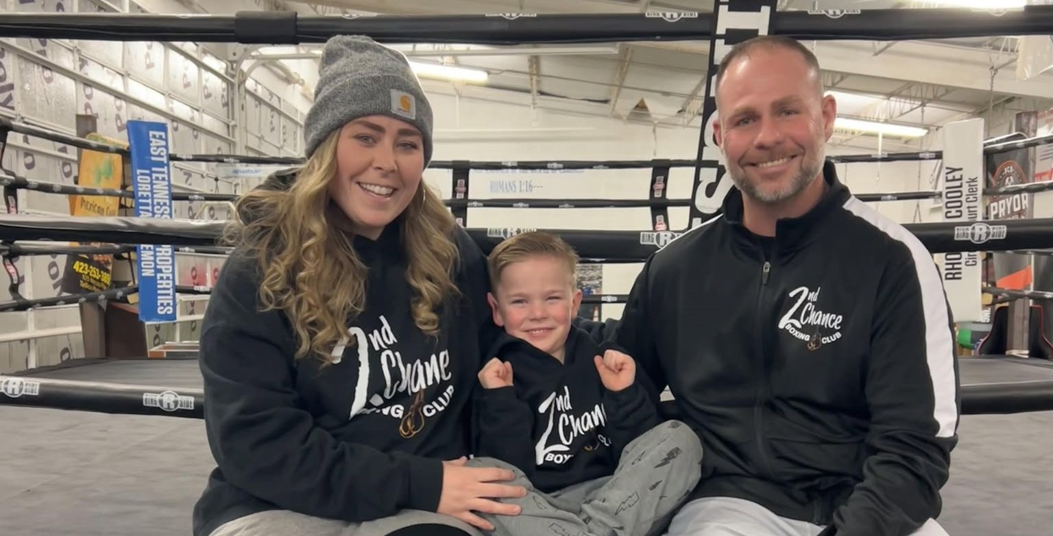 Coach Jamey Ellison with family at 2nd Chance Boxing Club